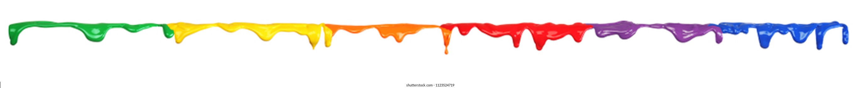 Colorful Paint Dripping Isolated On White