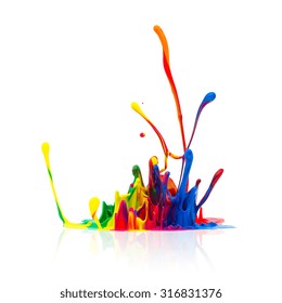 Colorful Paint Splash Isolated On White Background