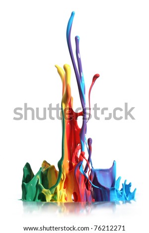 Colorful paint splashing isolated on white