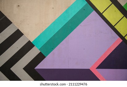 colorful painted concrete wall texture in an urban landscape - Shutterstock ID 2111229476
