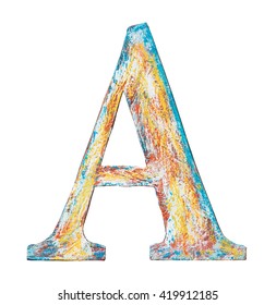 Colorful Painted Wood Alphabet Letter.
