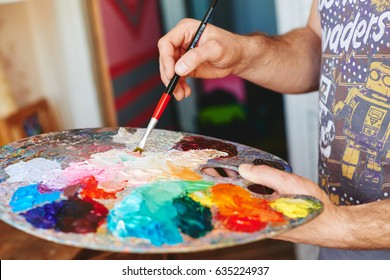 Colorful palette oil painting