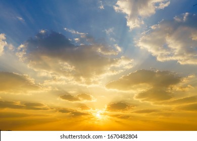 Colorful panorama sky during sunrise and sunset in a summer morning