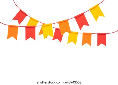 Colorful Paper Bunting Party Flags Isolated On White Background