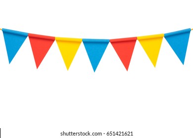 Colorful Paper Bunting Party Flags Isolated On White Background