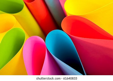 Colorful Paper Card Stock Abstract In Elliptical Shapes.