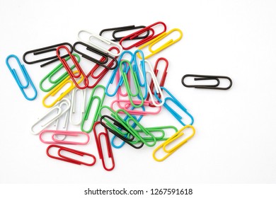 Colorful Paper Clips On White Background