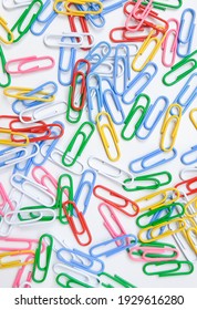 Colorful Paper Clips On White Background