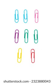 Colorful paper clips. white background