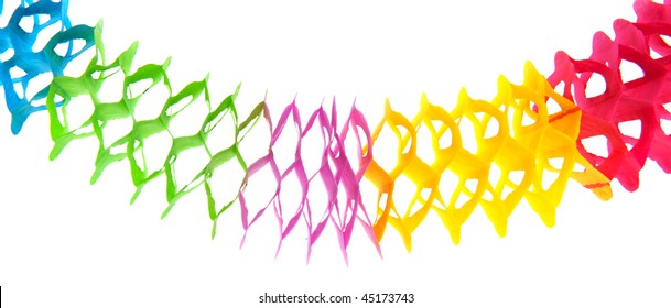 Colorful Paper Garland Hanging Isolated Over White