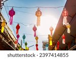 colorful paper lanterns hanging on street
