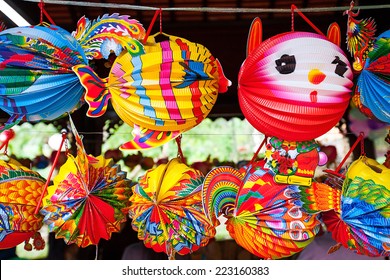 Colorful Paper Lanterns At Mid Autumn Festival In Vietnam