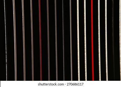 Colorful Parallel Lines Of The Harp Strings. No Strings Attached Concept, Textural Background. 