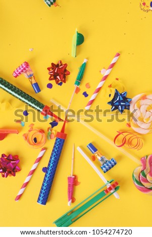 Similar – Image, Stock Photo Red gift box with party confetti. Celebration concept