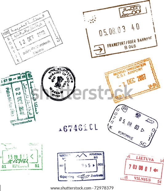 Colorful Passport Stamps Background Your Design Stock Photo (Edit Now ...