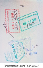 Colorful Passport Stamps Of Philippines And Indonesia