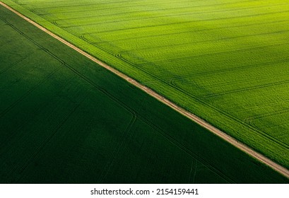 Colorful patterns in crop fields at farmland, aerial view, drone photo. Abstract geometric shapes of agricultural parcels of different crops  green colors. Aerial view shoot from drone.  - Powered by Shutterstock