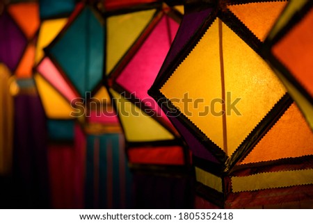 Similar – Image, Stock Photo Illuminated red sky lantern floating in dark night sky