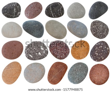 colorful pebbles isolated on white