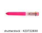 Colorful pen white background with soft shadow closeup with clipping path