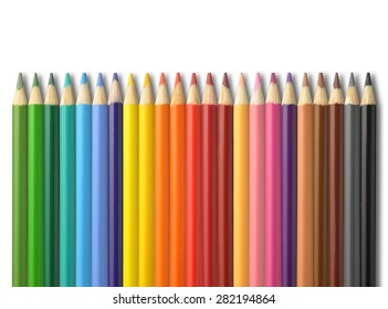 Colorful Pencil Crayons On A White Background