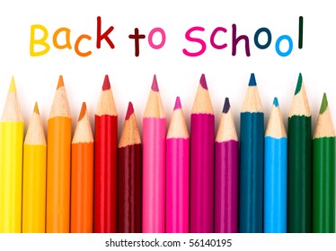 Colorful pencil crayons on a white background, Back to school - Shutterstock ID 56140195