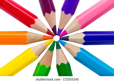 Colorful pencils isolated over white background 