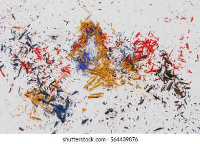 Colorful pencils shaving on white background. - Powered by Shutterstock