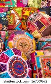 Colorful Pillows At The Market In India