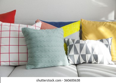 Colorful Pillows On A Sofa 