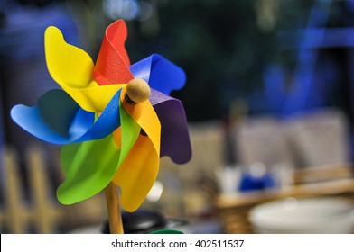 Colorful Pin Wheel In Blur Background