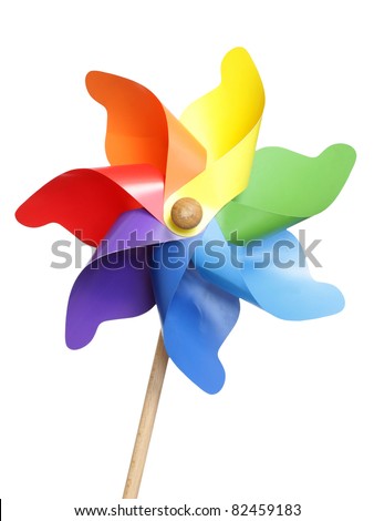 Colorful pinwheel isolated on white with clipping path