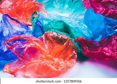 A lot of colorful plastic bags. Pollution concept.