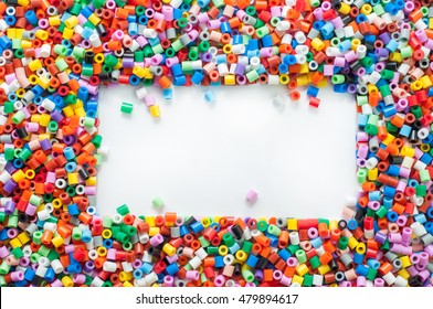 Colorful plastic beads used for arts. Beading. Card. Rectangle - Shutterstock ID 479894617