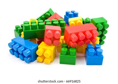 Colorful Plastic Blocks Isolated On White Stock Photo 66916825 ...