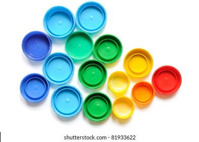 Colorful plastic bottle screw caps used to seal plastic bottles - Shutterstock ID 81933622