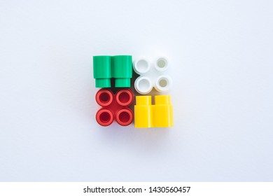 4 ~ White Dome Bricks w// Painted Face Bricks ~ Brick ~ New Lego Bricks ~