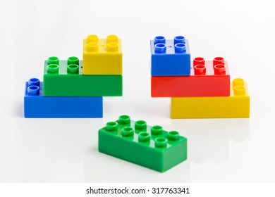 Colorful Plastic Building Bricks On White Stock Photo 317763341 ...