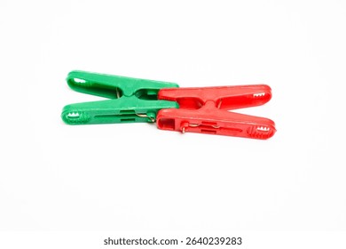 Colorful Plastic Clothespins Isolated on White Background