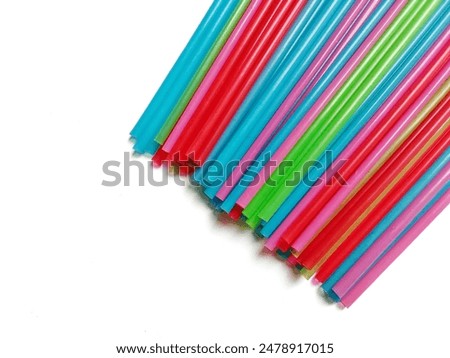 Colorful Plastic Straws, Isolated on white background 
