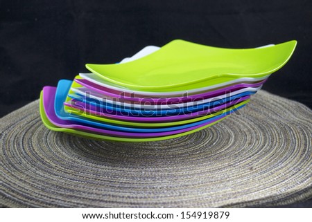 colorful plastic tableware