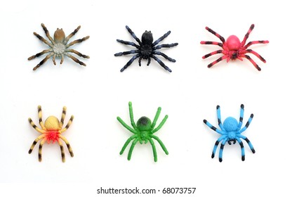 white plastic spiders