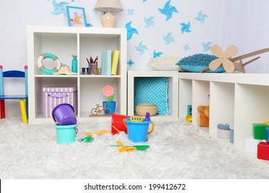 Colorful Plastic Toys In Children Room