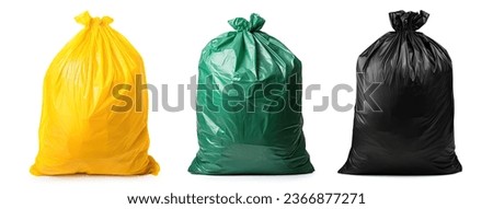 colorful plastic trash bags isolated on white background