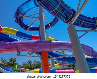 Colorful Plastic Water Slides Waterpark Against Stock Photo 1543297376 ...