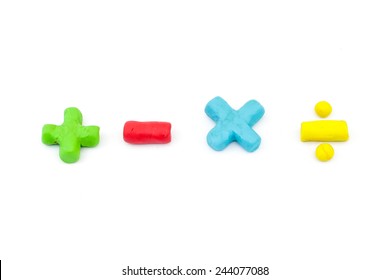 Colorful Plasticine Math Operator Symbol (plus, Minus, Multiplication And Division)