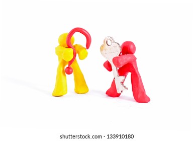 colorful plasticine people with exclamation mark isolated on white - Powered by Shutterstock