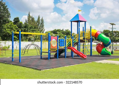 Colorful playground on yard in the park. - Shutterstock ID 322148570