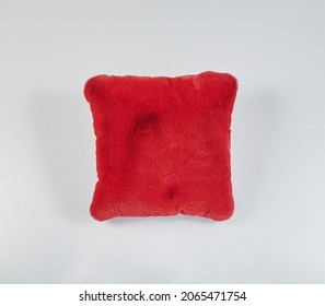 Colorful Plush Pillow Isolated White Background.