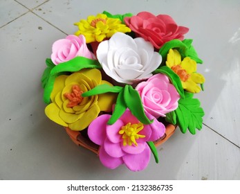 Colorful Polymer Clay Flower Bucket